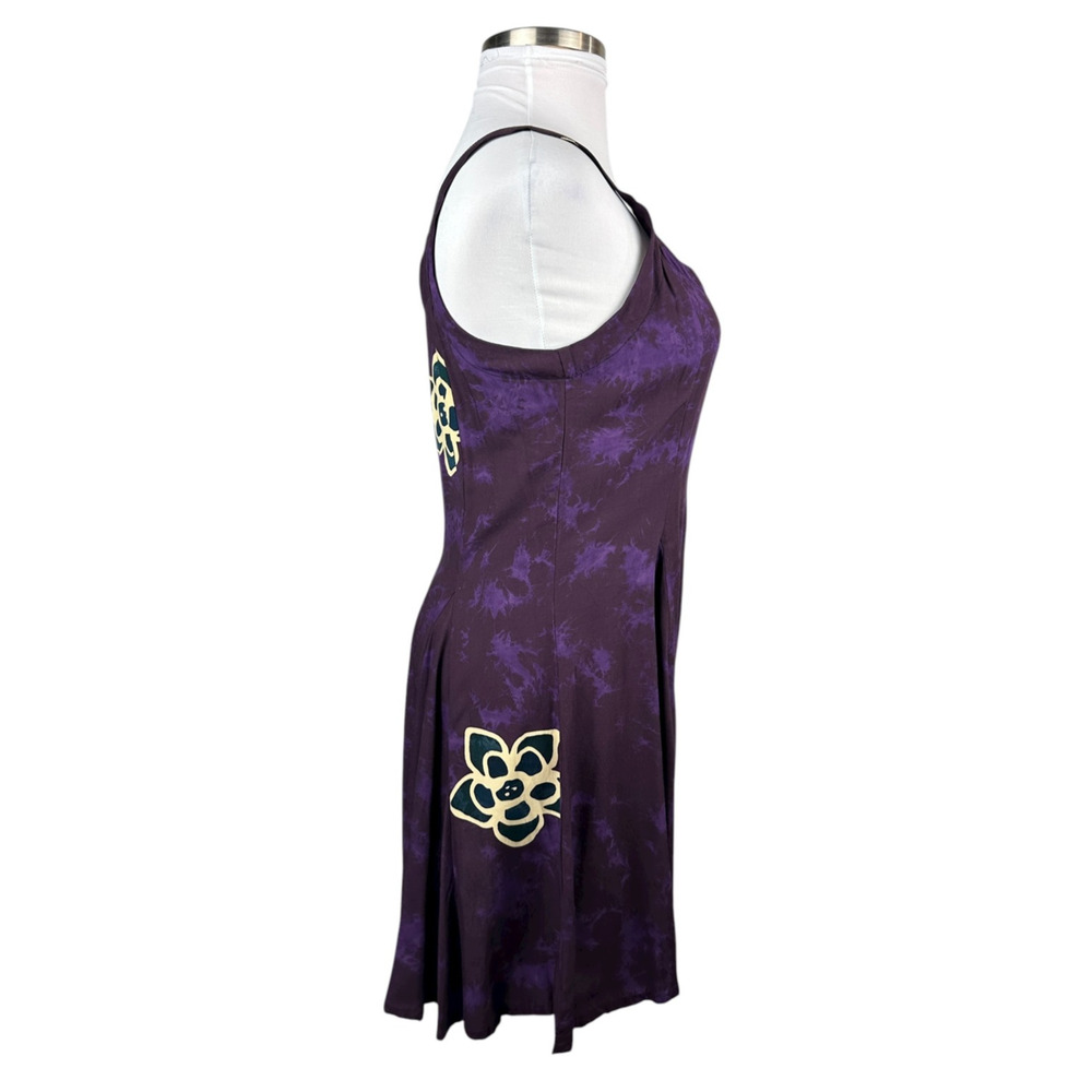 NWT Hary Dary Purple Rayon Sleeveless Dress Large Floral Flowy Beach Vacation - Picture 5 of 12